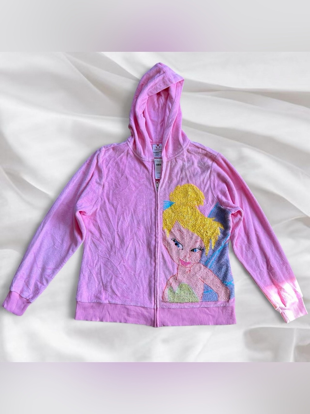 Y2K Pink Beaded Tinkerbell Zip Up Hoodie